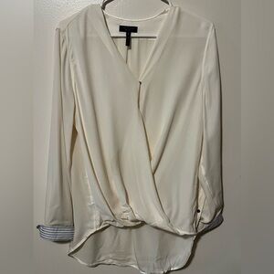 Rag & Bone Victor Cream Silk Surplice Blouse M